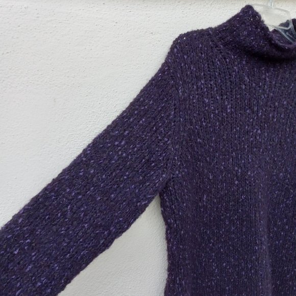 Chunky Purple Wool Blend Mock Neck Sweater- Size L Cozy Warm Gilmore Girls Style - Picture 5 of 13